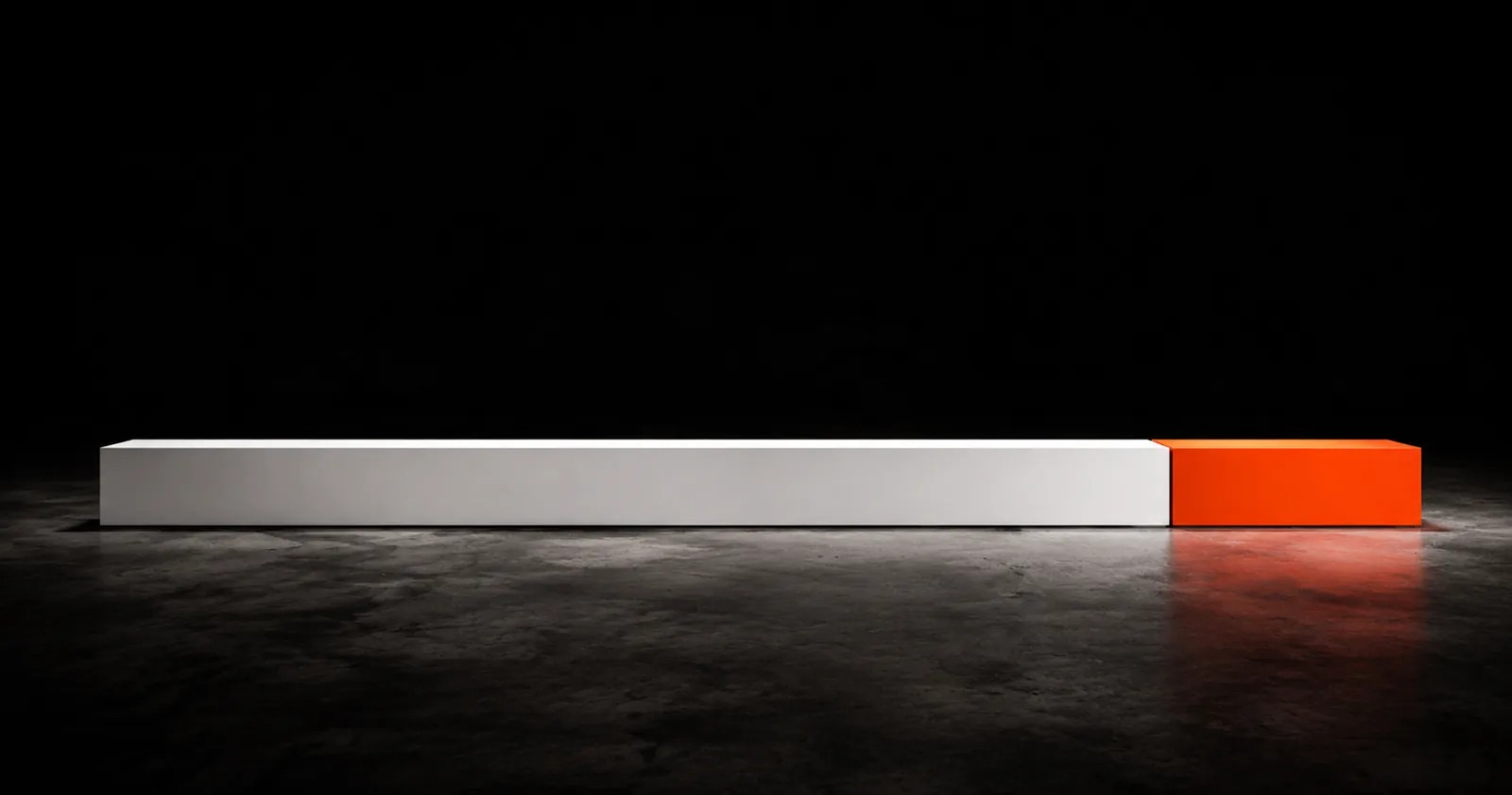 A long white bar with only a short orange segment at the end